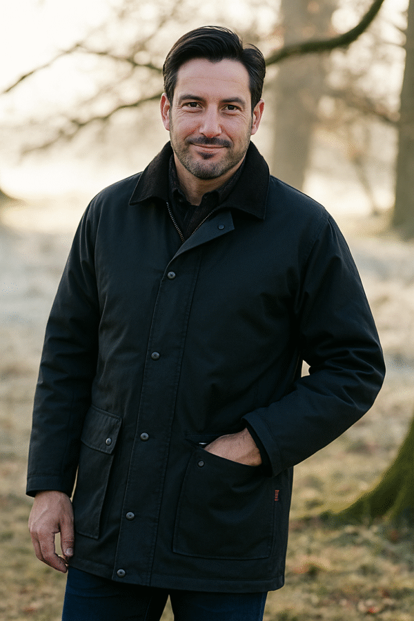 Walker and Hawkes – Chaqueta acolchada encerada Blackstone para hombre - Imagen 3