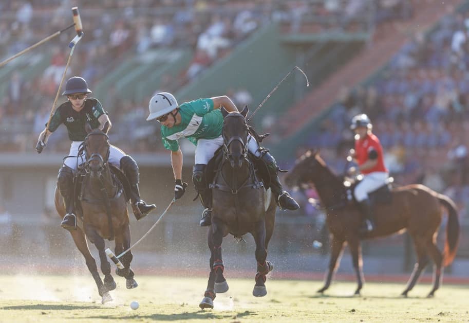 Jugadores durante un partido de polo